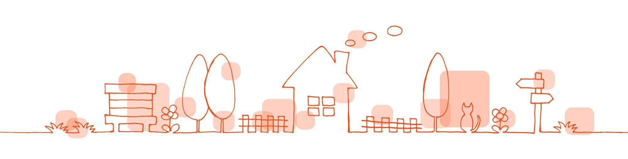 Drawing of a row of houses